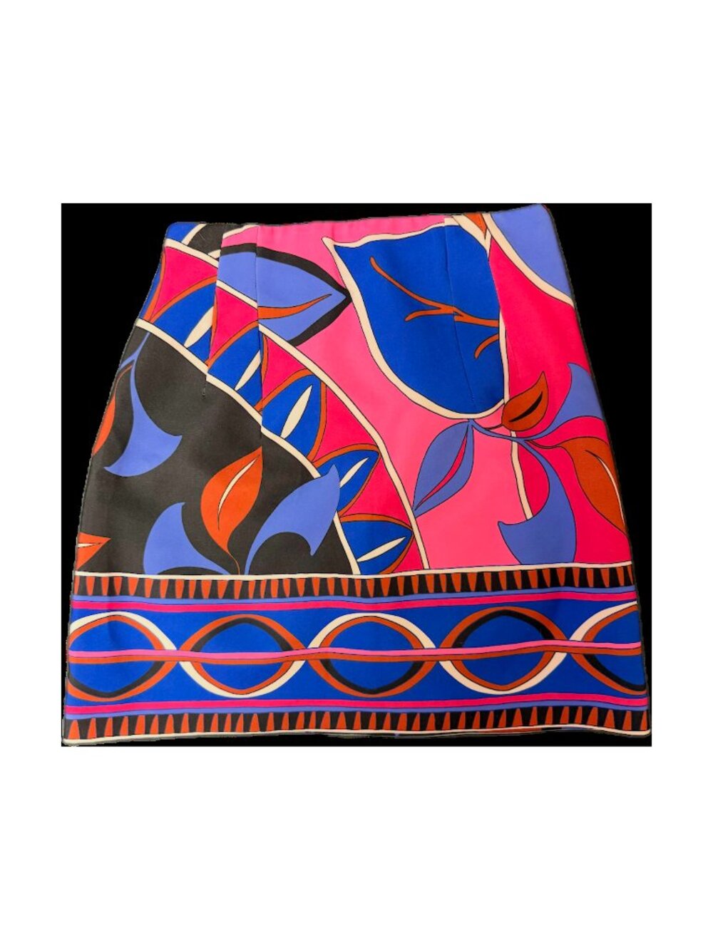 Zara Colorful Print Skirt Bold Pink Blue Graphic Midi Skirt size XS/24
